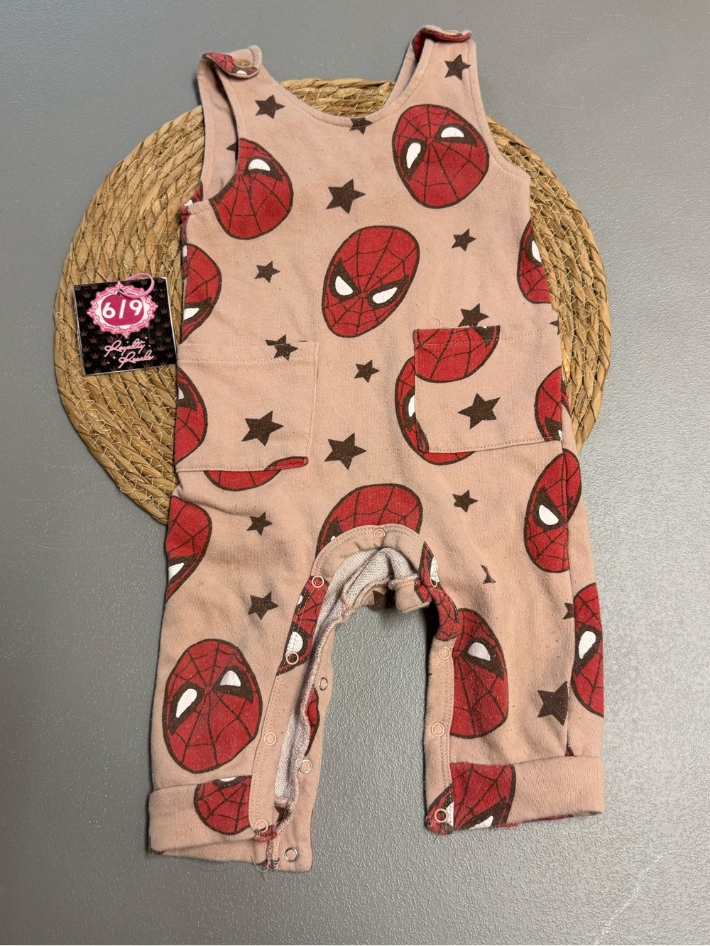 Marvel Pink Spiderman Face Print One-Piece Bodysuit